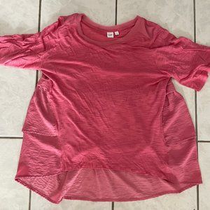 Pink High-Low Gap Short Sleeved Shirt